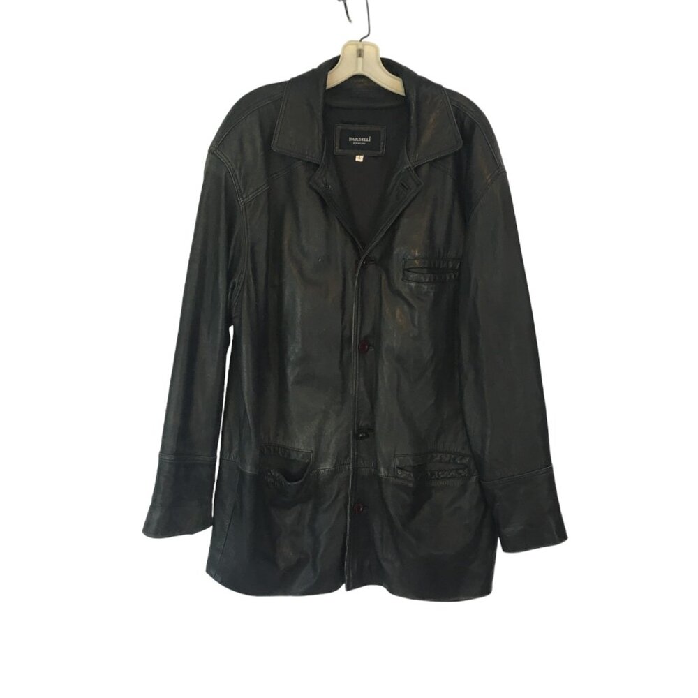 Bardelli‎ Beverly Hills Mens Black Leather Blazer Style Jacket, Biker, button, L